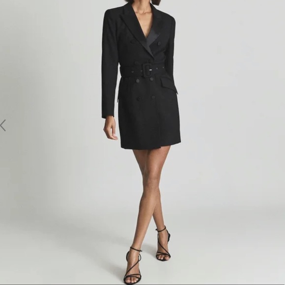 NWOT Reiss Sofia Black Tuxedo Blazer Mini Dress - Picture 2 of 9